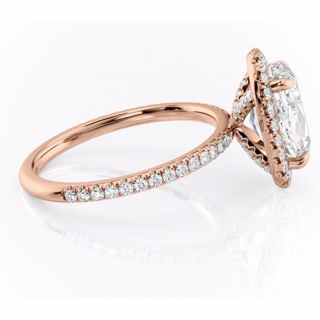 Inel de logodnă Serelith din aur Rose 14kt cu moissanite tăietură ovală – Halo rafinată pentru profil înalt | Personalizează și configurează gratuit online [1]