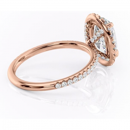 Inel de logodnă Serelith din aur Rose 14kt cu moissanite tăietură ovală – Halo rafinată pentru profil înalt | Personalizează și configurează gratuit online [2]