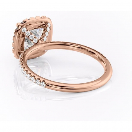 Inel de logodnă Serelith din aur Rose 14kt cu moissanite tăietură pernă – Halo rafinată pentru profil înalt | Personalizează și configurează gratuit online [3]