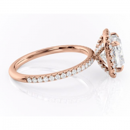 Inel de logodnă Serelith din aur Rose 14kt cu moissanite tăietură pernă – Halo rafinată pentru profil înalt | Personalizează și configurează gratuit online [1]