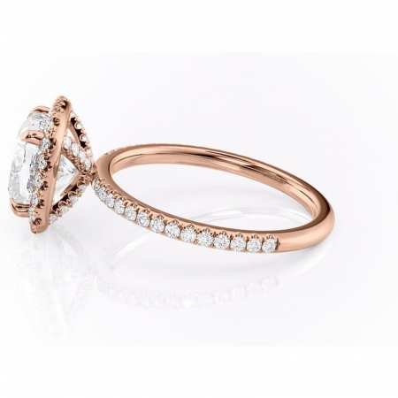 Inel de logodnă Serelith din aur Rose 14kt cu moissanite tăietură pernă – Halo rafinată pentru profil înalt | Personalizează și configurează gratuit online [5]