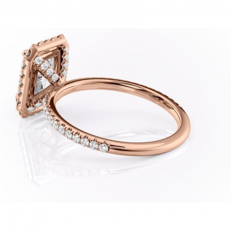 Inel de logodnă Serelith din aur Rose 14kt cu moissanite tăietură radiantă – Halo rafinată pentru profil înalt | Personalizează și configurează gratuit online [4]
