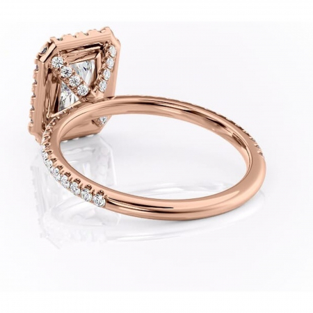 Inel de logodnă Serelith din aur Rose 14kt cu moissanite tăietură radiantă – Halo rafinată pentru profil înalt | Personalizează și configurează gratuit online [3]