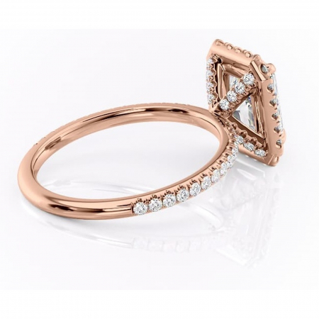 Inel de logodnă Serelith din aur Rose 14kt cu moissanite tăietură radiantă – Halo rafinată pentru profil înalt | Personalizează și configurează gratuit online [2]