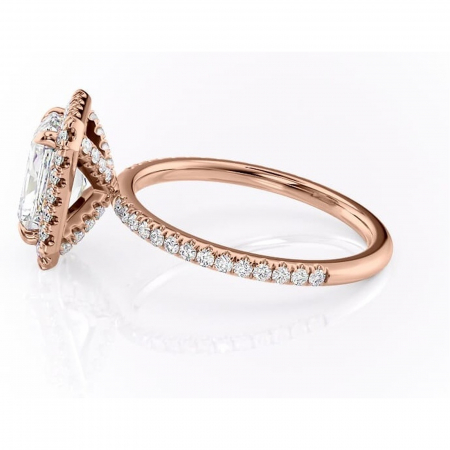 Inel de logodnă Serelith din aur Rose 14kt cu moissanite tăietură radiantă – Halo rafinată pentru profil înalt | Personalizează și configurează gratuit online [5]