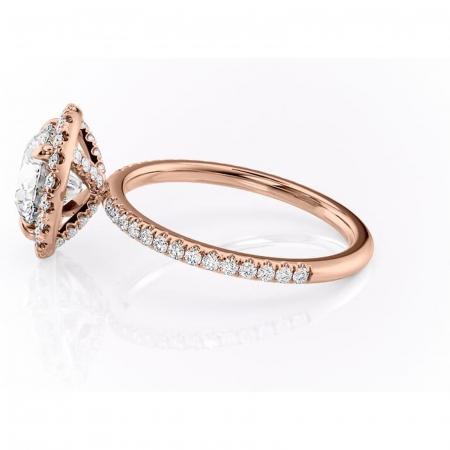 Inel de logodnă Serelith din aur Rose 14kt cu moissanite tăietură rotundă – Halo rafinată pentru profil înalt | Personalizează și configurează gratuit online [5]
