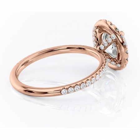 Inel de logodnă Serelith din aur Rose 14kt cu moissanite tăietură rotundă – Halo rafinată pentru profil înalt | Personalizează și configurează gratuit online [2]