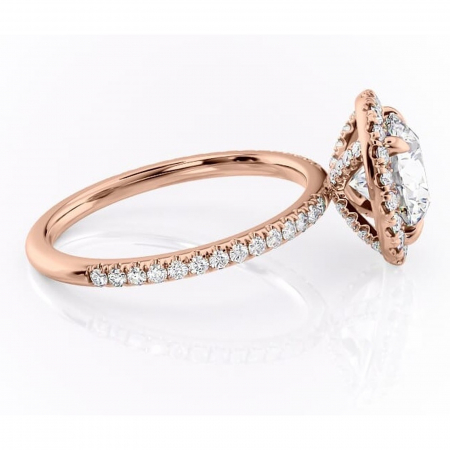 Inel de logodnă Serelith din aur Rose 14kt cu moissanite tăietură rotundă – Halo rafinată pentru profil înalt | Personalizează și configurează gratuit online [1]