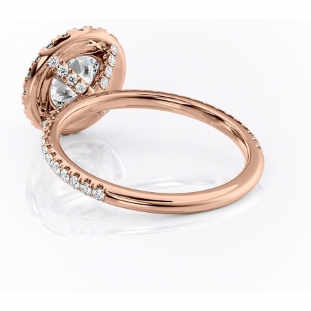 Inel de logodnă Serelith din aur Rose 14kt cu moissanite tăietură rotundă – Halo rafinată pentru profil înalt | Personalizează și configurează gratuit online [3]