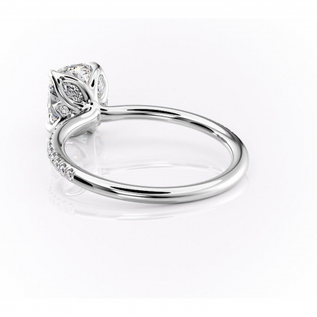 Inel de logodnă Seren din aur Alb 14kt cu moissanite tăietură pernă – Montură pavé rafinată pentru profil înalt | Personalizează și configurează gratuit online [3]