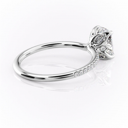 Inel de logodnă Seren din aur Alb 14kt cu moissanite tăietură pernă – Montură pavé rafinată pentru profil înalt | Personalizează și configurează gratuit online [2]