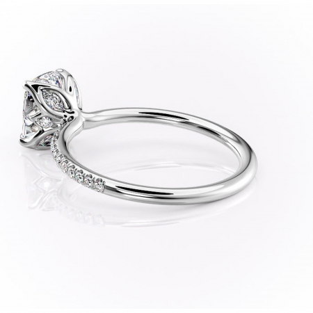 Inel de logodnă Seren din aur Alb 14kt cu moissanite tăietură pernă – Montură pavé rafinată pentru profil înalt | Personalizează și configurează gratuit online [4]