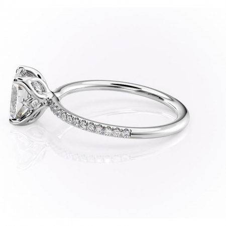 Inel de logodnă Seren din aur Alb 14kt cu moissanite tăietură pernă – Montură pavé rafinată pentru profil înalt | Personalizează și configurează gratuit online [5]