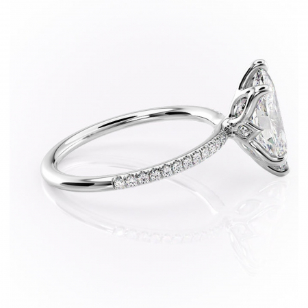 Inel de logodnă Seren din aur Alb 14kt cu moissanite tăietură marquise – Montură pavé rafinată pentru profil înalt | Personalizează și configurează gratuit online [1]