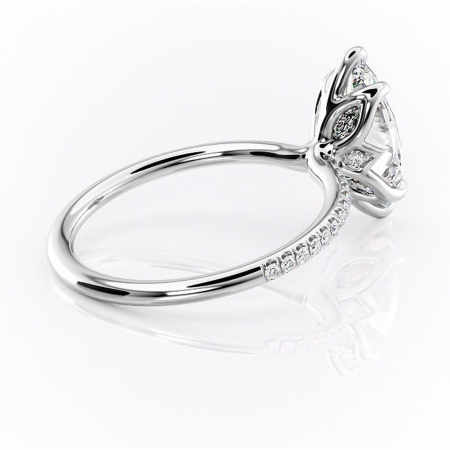 Inel de logodnă Seren din aur Alb 14kt cu moissanite tăietură marquise – Montură pavé rafinată pentru profil înalt | Personalizează și configurează gratuit online [2]