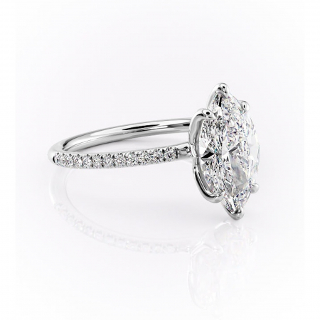 Marquise - Inel de logodnă Seren din aur Alb 14kt cu moissanite tăietură marquise – Montură pavé rafinată pentru profil înalt | Personalizează și configurează gratuit online