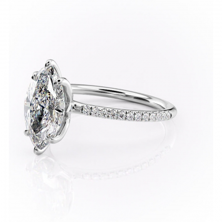 Inel de logodnă Seren din aur Alb 14kt cu moissanite tăietură marquise – Montură pavé rafinată pentru profil înalt | Personalizează și configurează gratuit online [6]