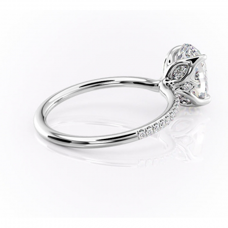 Inel de logodnă Seren din aur Alb 14kt cu moissanite tăietură ovală – Montură pavé rafinată pentru profil înalt | Personalizează și configurează gratuit online [2]