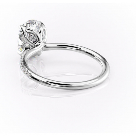 Inel de logodnă Seren din aur Alb 14kt cu moissanite tăietură ovală – Montură pavé rafinată pentru profil înalt | Personalizează și configurează gratuit online [3]