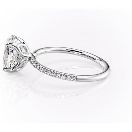 Inel de logodnă Seren din aur Alb 14kt cu moissanite tăietură ovală – Montură pavé rafinată pentru profil înalt | Personalizează și configurează gratuit online [5]