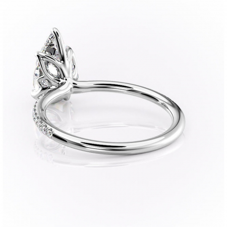 Inel de logodnă Seren din aur Alb 14kt cu moissanite tăietură pară – Montură pavé rafinată pentru profil înalt | Personalizează și configurează gratuit online [3]