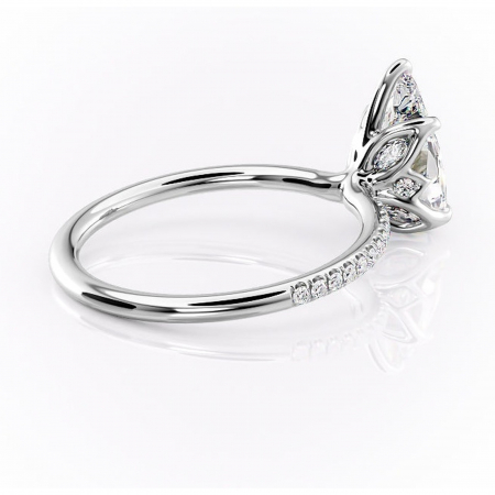 Inel de logodnă Seren din aur Alb 14kt cu moissanite tăietură pară – Montură pavé rafinată pentru profil înalt | Personalizează și configurează gratuit online [2]