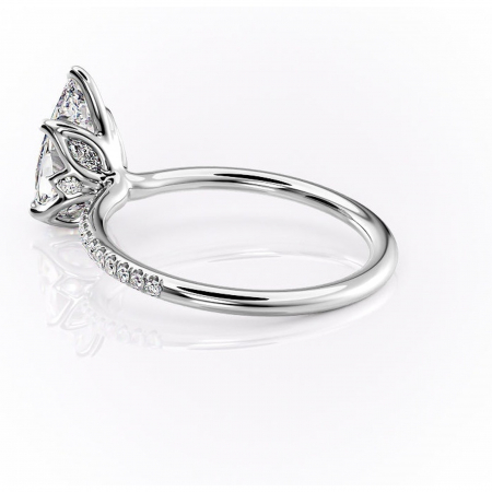 Inel de logodnă Seren din aur Alb 14kt cu moissanite tăietură pară – Montură pavé rafinată pentru profil înalt | Personalizează și configurează gratuit online [4]