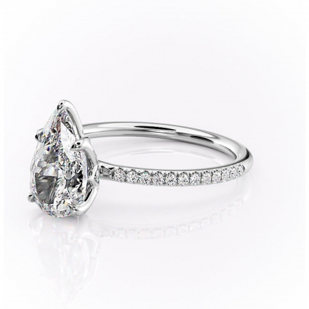 Inel de logodnă Seren din aur Alb 14kt cu moissanite tăietură pară – Montură pavé rafinată pentru profil înalt | Personalizează și configurează gratuit online [6]