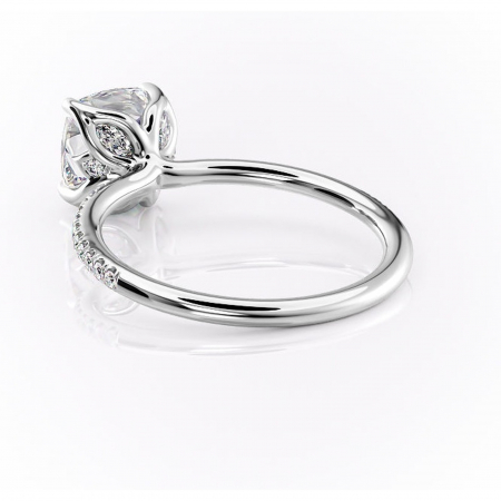 Inel de logodnă Seren din aur Alb 14kt cu moissanite tăietură pernă – Montură pavé rafinată pentru profil înalt | Personalizează și configurează gratuit online [3]