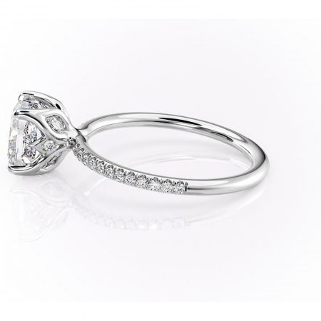 Inel de logodnă Seren din aur Alb 14kt cu moissanite tăietură pernă – Montură pavé rafinată pentru profil înalt | Personalizează și configurează gratuit online [5]