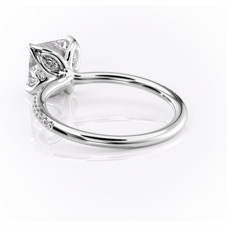 Inel de logodnă Seren din aur Alb 14kt cu moissanite tăietură princess – Montură pavé rafinată pentru profil înalt | Personalizează și configurează gratuit online [3]