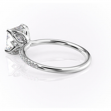 Inel de logodnă Seren din aur Alb 14kt cu moissanite tăietură princess – Montură pavé rafinată pentru profil înalt | Personalizează și configurează gratuit online [4]