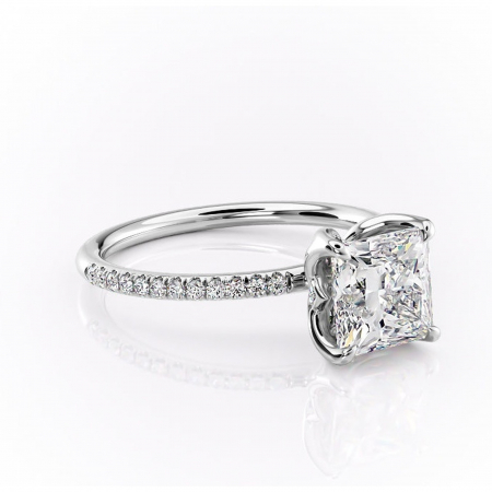 Princess - Inel de logodnă Seren din aur Alb 14kt cu moissanite tăietură princess – Montură pavé rafinată pentru profil înalt | Personalizează și configurează gratuit online