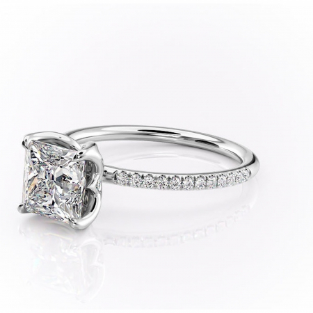 Inel de logodnă Seren din aur Alb 14kt cu moissanite tăietură princess – Montură pavé rafinată pentru profil înalt | Personalizează și configurează gratuit online [6]