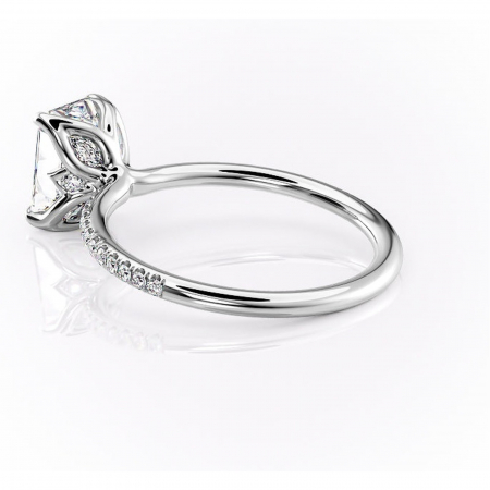 Inel de logodnă Seren din aur Alb 14kt cu moissanite tăietură radiantă – Montură pavé rafinată pentru profil înalt | Personalizează și configurează gratuit online [4]