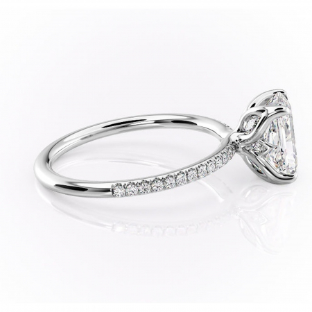 Inel de logodnă Seren din aur Alb 14kt cu moissanite tăietură radiantă – Montură pavé rafinată pentru profil înalt | Personalizează și configurează gratuit online [1]