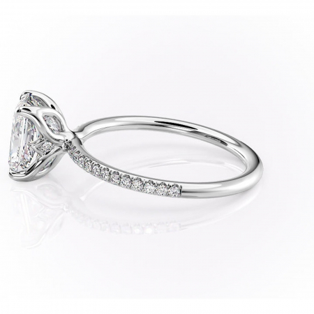 Inel de logodnă Seren din aur Alb 14kt cu moissanite tăietură radiantă – Montură pavé rafinată pentru profil înalt | Personalizează și configurează gratuit online [5]