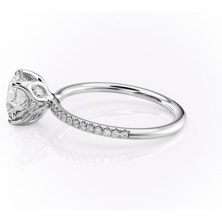 Inel de logodnă Seren din aur Alb 14kt cu moissanite tăietură rotundă – Montură pavé rafinată pentru profil înalt | Personalizează și configurează gratuit online [5]