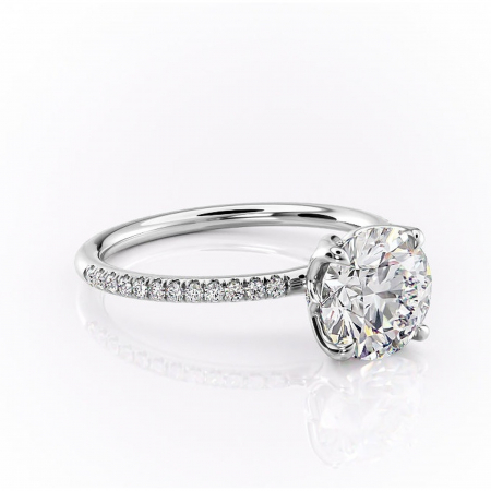 Accent - Inel de logodnă Seren din aur Alb 14kt cu moissanite tăietură rotundă – Montură pavé rafinată pentru profil înalt | Personalizează și configurează gratuit online