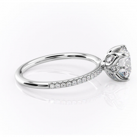 Inel de logodnă Seren din aur Alb 14kt cu moissanite tăietură rotundă – Montură pavé rafinată pentru profil înalt | Personalizează și configurează gratuit online [1]