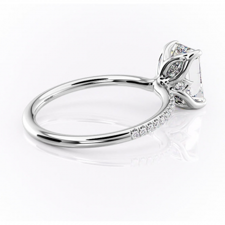 Inel de logodnă Seren din aur Alb 14kt cu moissanite tăietură smarald – Montură pavé rafinată pentru profil înalt | Personalizează și configurează gratuit online [2]