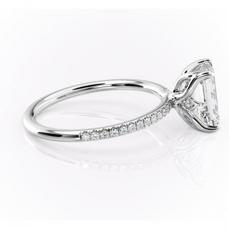 Inel de logodnă Seren din aur Alb 14kt cu moissanite tăietură smarald – Montură pavé rafinată pentru profil înalt | Personalizează și configurează gratuit online [1]