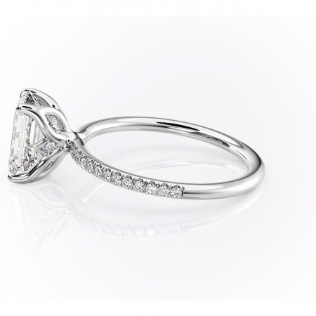 Inel de logodnă Seren din aur Alb 14kt cu moissanite tăietură smarald – Montură pavé rafinată pentru profil înalt | Personalizează și configurează gratuit online [5]