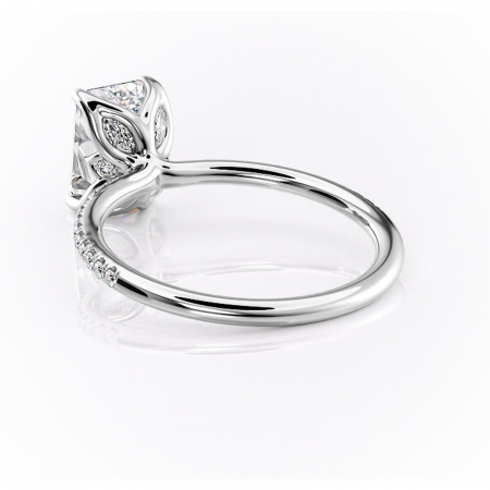 Inel de logodnă Seren din aur Alb 14kt cu moissanite tăietură smarald – Montură pavé rafinată pentru profil înalt | Personalizează și configurează gratuit online [3]