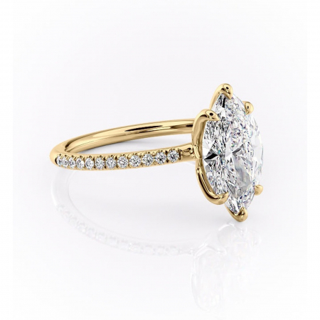 Aur galben - Inel de logodnă Seren din aur Galben 18kt cu moissanite tăietură marquise – Montură pavé rafinată pentru profil înalt | Personalizează și configurează gratuit online