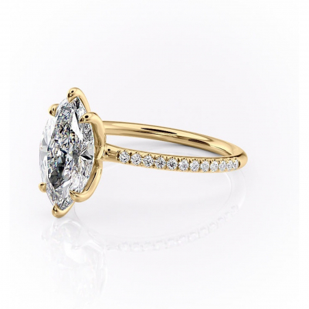 Inel de logodnă Seren din aur Galben 14kt cu moissanite tăietură marquise – Montură pavé rafinată pentru profil înalt | Personalizează și configurează gratuit online [6]