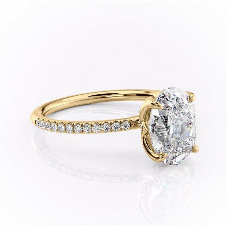 Aur galben - Inel de logodnă Seren din aur Galben 18kt cu moissanite tăietură ovală – Montură pavé rafinată pentru profil înalt | Personalizează și configurează gratuit online