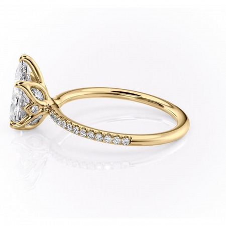 Inel de logodnă Seren din aur Galben 14kt cu moissanite tăietură pară – Montură pavé rafinată pentru profil înalt | Personalizează și configurează gratuit online [5]