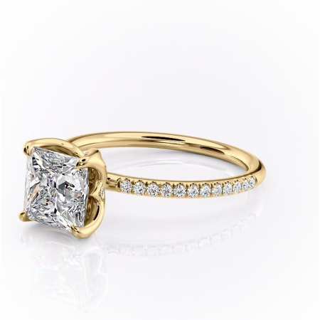 Inel de logodnă Seren din aur Galben 14kt cu moissanite tăietură princess – Montură pavé rafinată pentru profil înalt | Personalizează și configurează gratuit online [6]