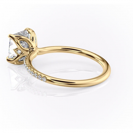 Inel de logodnă Seren din aur Galben 14kt cu moissanite tăietură princess – Montură pavé rafinată pentru profil înalt | Personalizează și configurează gratuit online [4]